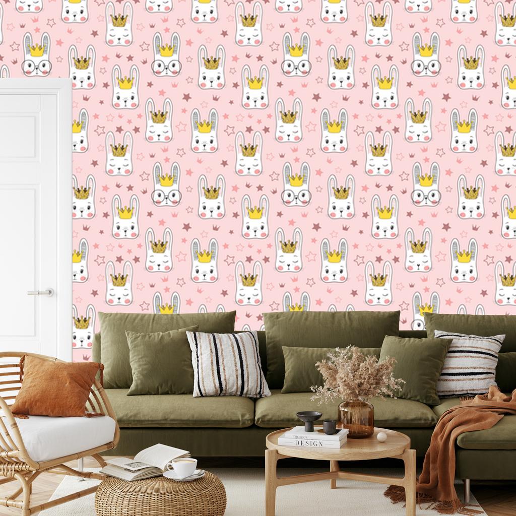 Rabbits and stars wallpaper for living room and bedroom 50x1000