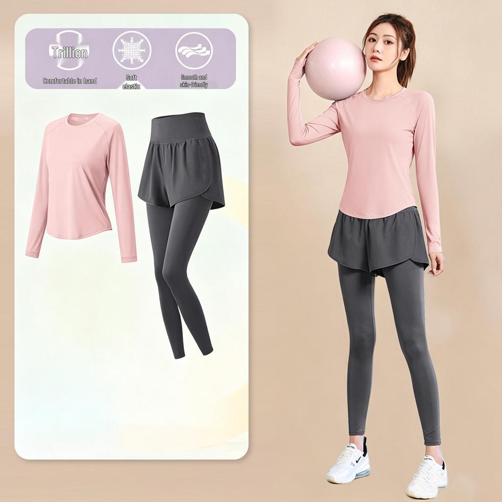 Women's High-End Short-Sleeve Sport T-Shirt & Fitness Set - Breathable, Quick-Drying Yoga and Running Wear