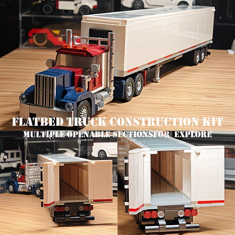 Heavy-Duty Truck & Container Trailer Building Blocks Set Road Semi-Trailer Model Collectible Display Gift for Family And Friends