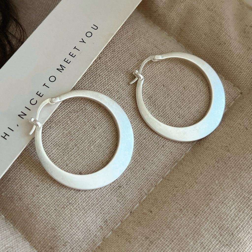 925 Sterling Silver Earrings For Women Trendy Geometric Big Round Earring Jewelry Prevent Allergy Party Gift Accessories