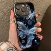 Aesthetic Butterfly Water Wave Shockproof Phone Case for IPhone 11 12 13 14 15 16 Pro Max XR XS X 7 8 Plus SE2 Matte Hard Cover