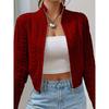 Women's clothing spring and autumn stand-up collar temperament commuting light and mature style zipper long-sleeved knitted cardigan jacket