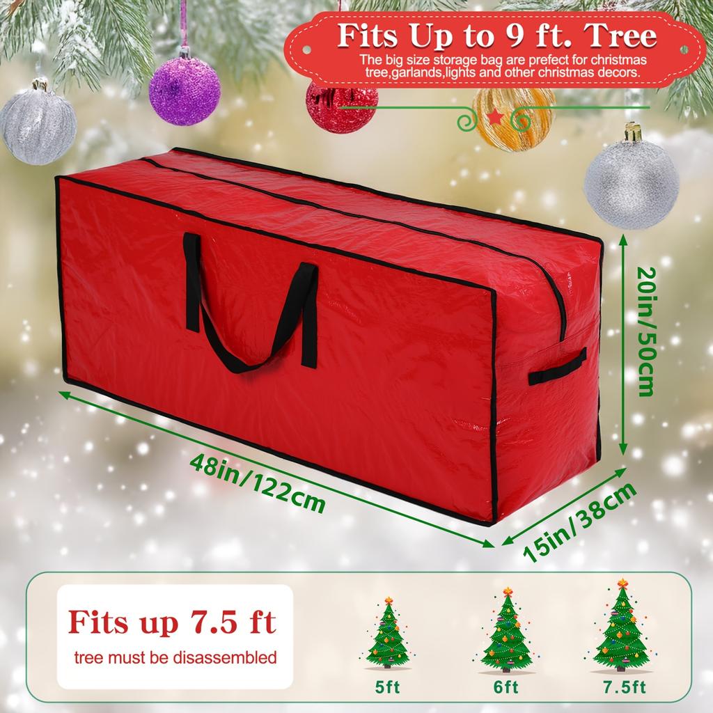 Christmas Tree Storage Bag for Up To 228.6cm Disassembled Trees - Reinforced Handles & Dual Zipper Closure,Tree Storage
