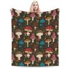 Leaf and Mushroom Pattern Blankets Fleece Spring/Autumn  Portable Lightweight Throw Blankets for Bed Car Bedspread