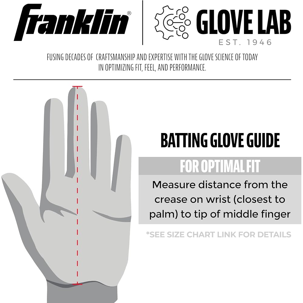 Franklin Pro Classic Batting Gloves White Gold Size M Baseball Equipment