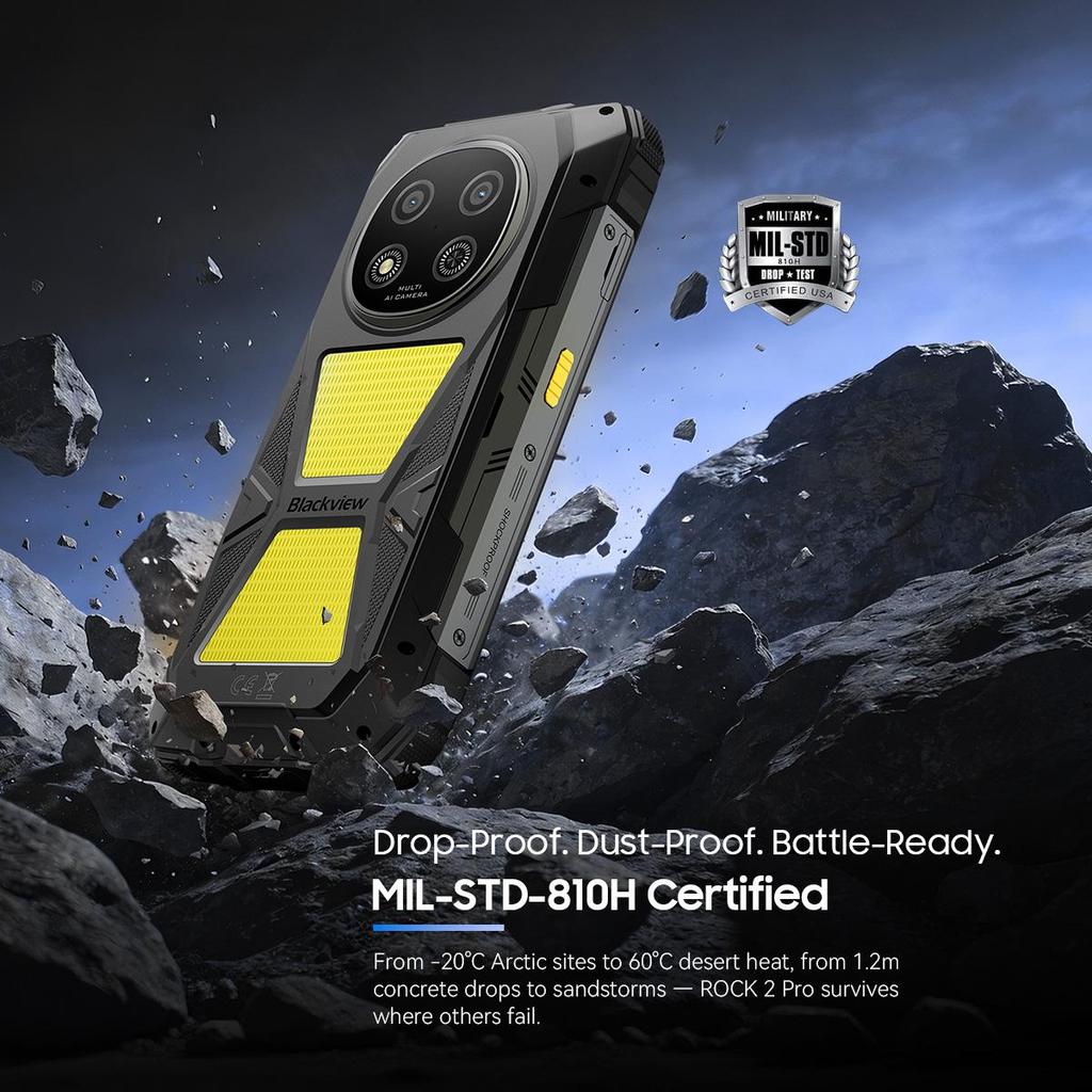 Blackview ROCK 2 PRO Rugged Mobile Phone, 8GB RAM, 256GB ROM, 5G, Android 16, 15000mAh Smartphone