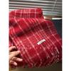 Red Plaid High End Brushed Scarf for Women Autumn and Winter Warm and Cold Proof Scarf Korean