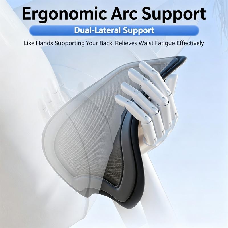 Mesh Car Lumbar Support Pad with Fan Function, Ergonomic Vehicle Seat Back Support Cushion for Daily Driving Comfort