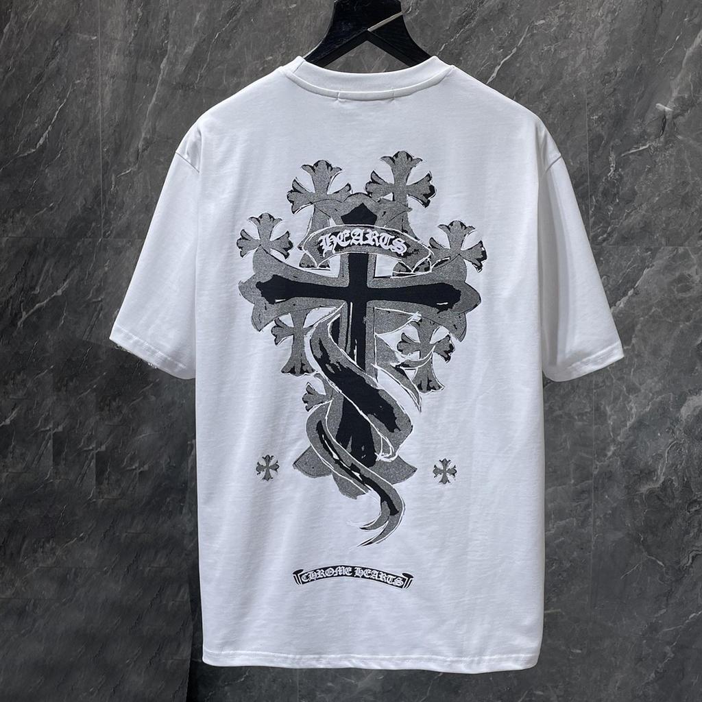 8937 CHROME HEARTS 2026 Summer New High Quality Cotton Round Neck Loose Large Size Men's and Women's T-shirt Couple T-shirt