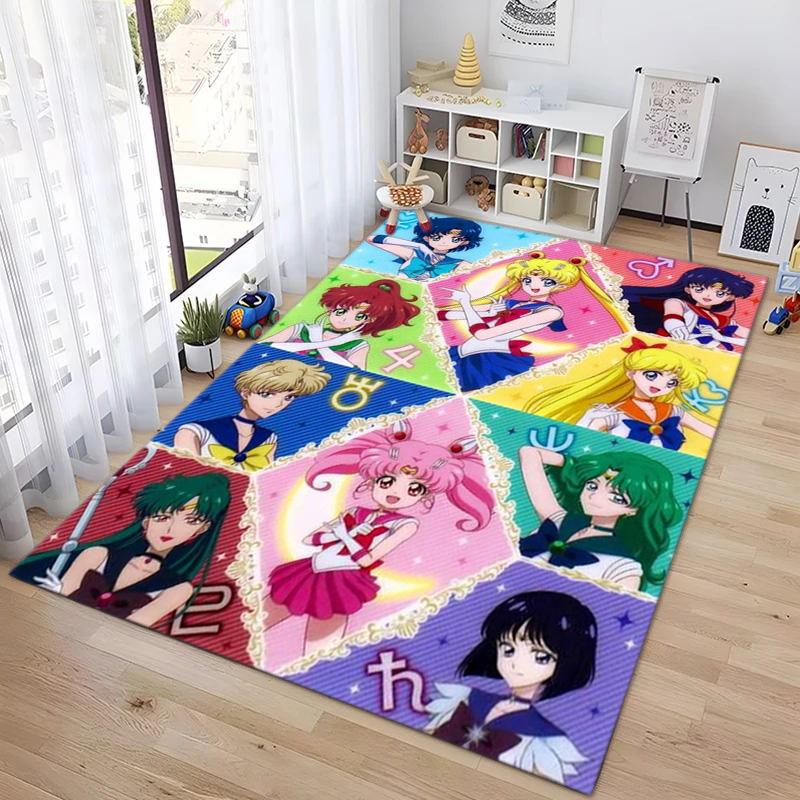 Cute cartoon theme Sailor Moon Tsukino Usagi cartoon rug Multifunctional household anti-slip decorative door mat, outdoor floor mat, and carpet Y14
