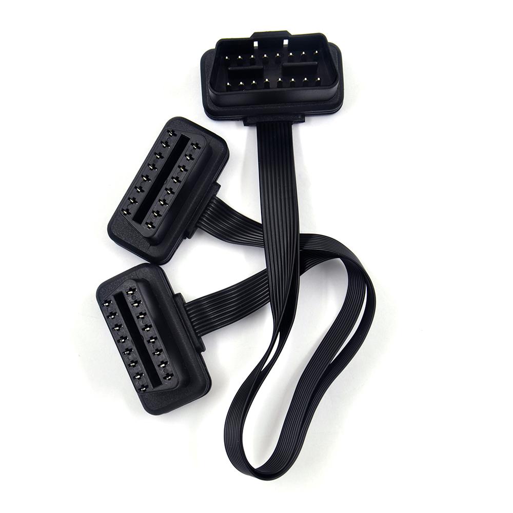 OBD2 16Pin Male Plug Connector For ELM327 Extension Adapter OBD Cable OBDII EOBD ODB2 16 Pin OBDII Adaptor Opening Female Cable 2Pin one cable