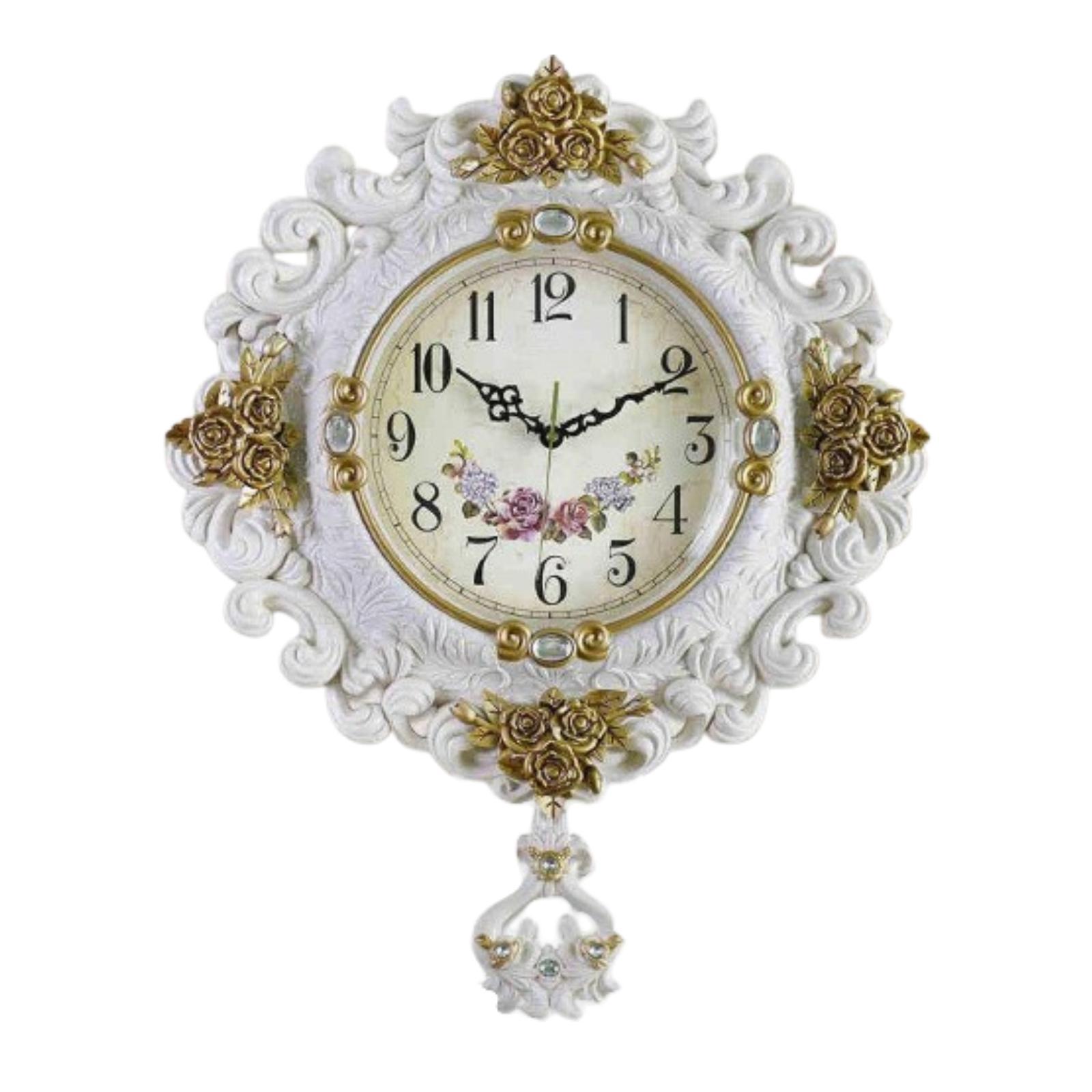 Vintage Wall Clock Silent Decorative Ornament Retro Wall Hanging Luxury Clock for Living Room Bedroom Kitchen