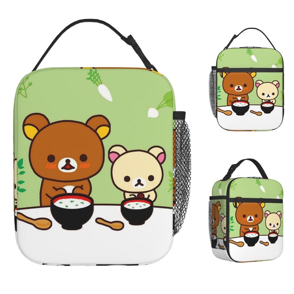 Rilakkuma Korilakkumas Lunch Bag Fun Lunch Box For Girls Office Portable Cooler Bag Oxford Print Tote Food Bags