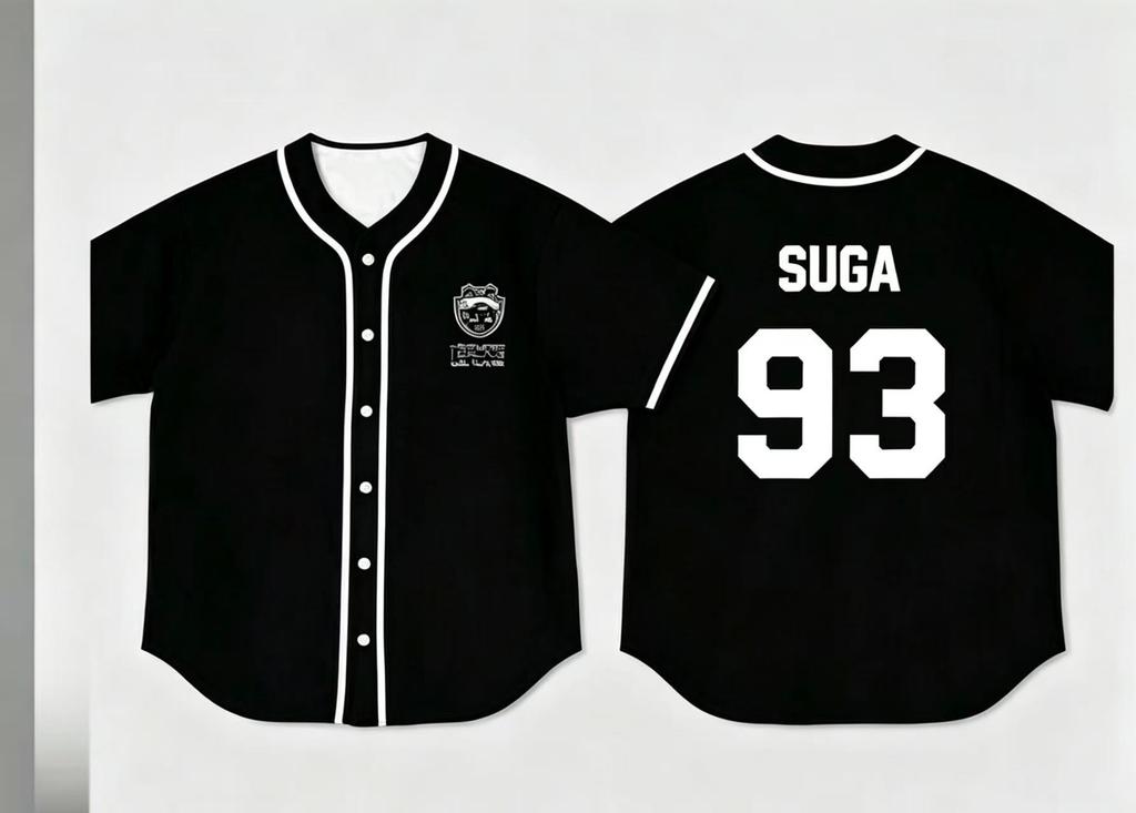 Camiseta de Béisbol Kpop BTS de Manga Corta Cárdigan Streetwear Coreano Soporte para Fans Camisa Casual de Botones de Verano para Mujeres Hombres