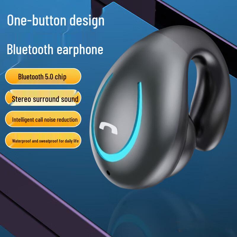 YX08 Clip-On Bluetooth Earbuds: Bone Conduction, Clear Sound, Long Standby, Noise-Cancelling Calls.