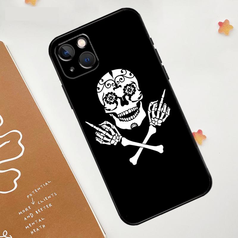 Middle Finger Skeleton Skull Bone Case For Apple iPhone 16 15 14 12 11 13 Pro Max Mini XR 15 16 Plus 16e Protective Cover