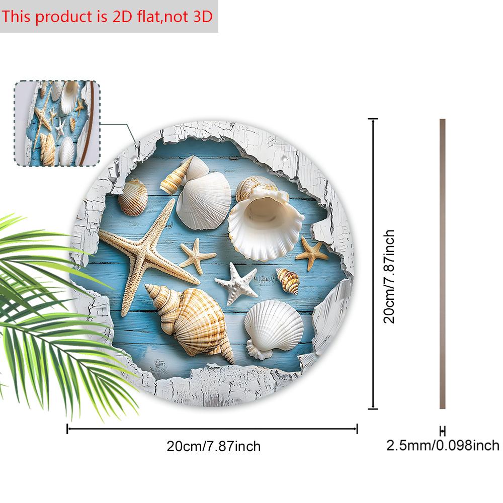 Sommer Holzschild mit Seestern- & Muschelmuster - Rustikale dekorative Hängeplakette - Ideal für vielseitige Verwendung