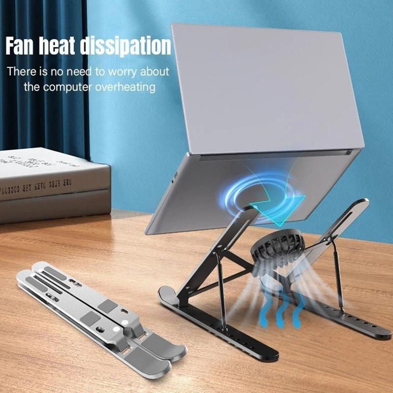 Tablet Stand Laptop Stand Notebook Holder Portable Aluminum Alloy Laptop Cooling Holder Fan Portable Laptop Cooling Holder