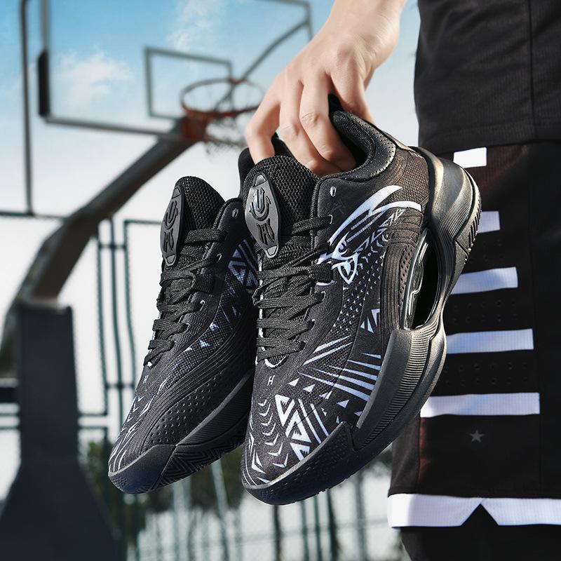 Foreign Trade Large Size Basketball Shoes Luminous 45 Youth Cement Ground Actual Combat Blue Sneakers Mesh Shoes Men's White Sneakers