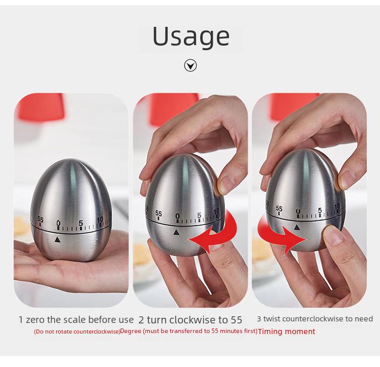 International Stainless Steel Apple Egg Timer - Mechanical Kitchen Countdown Reminder Gadget