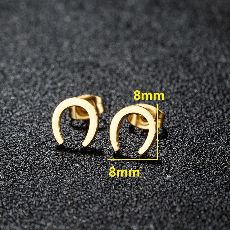 Stainless Steel Geometric Stud Earrings for Women Minimalist Circle Triangle Star Ear Studs Horseshoe U Shaped Earings oorbellen