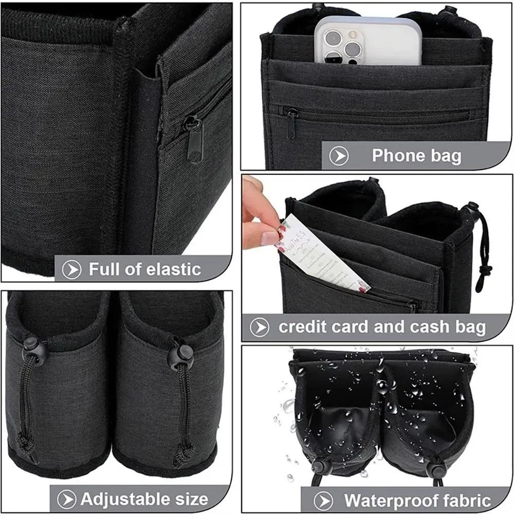 Luggage Handle Water Bottle Holder Bag Dual Cup Storage Pouch Adjustable Drawstring Drink Carrier For Travel Suitcase Use