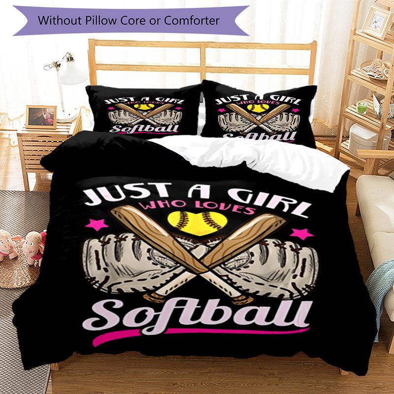 3pcs Baseball Bedding Set Duvet Cover Closure Includes 1 Duvet Cover & 2 Pillowcases, Soft and Comfortable for All Seasons.