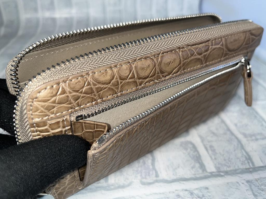 Guodi Crocodile Genuine Leather Long Wallet Round Zipper Type Crocodile Leather Crocodile Leather Wallet Wallet Wallet [GUODI] Women's Men's/Croc