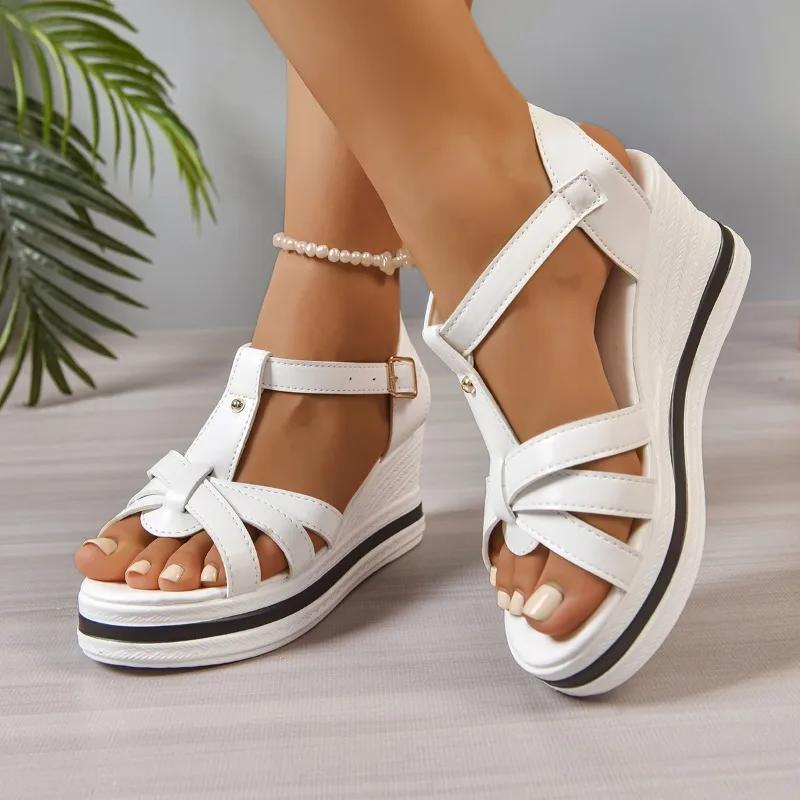 Mode 2025 Damen Sandalen Offene Zehen Keilabsatz Flacher Absatz Sommer Kleidsandalen Damen Lässig Bequem Übergröße Modeschuhe Damen