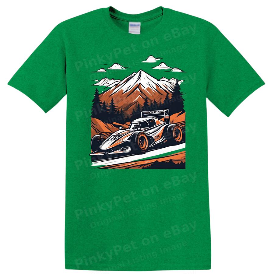 Racing Car T Shirt Mountain Adventure Graphic Cool Tee Vintage Style Art