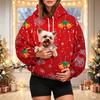 Women's Christmas Print Pet Pocket Hoodie, Fashion Hooded Sweatshirt for Holiday