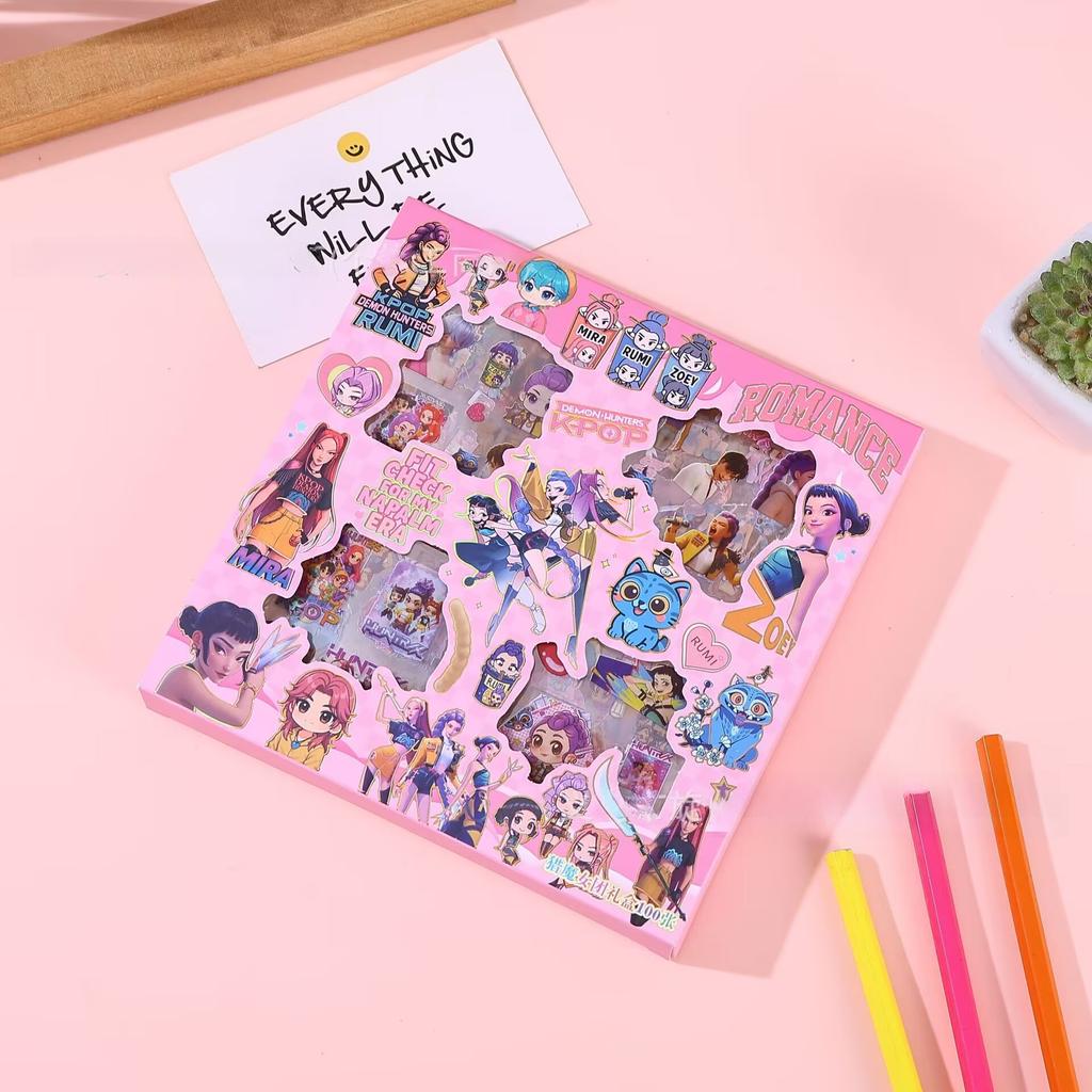 Průhledné Samolepky Dárková Krabička 100 Listů Roztomilé Kreslené Anime Samolepky DIY Scrapbooking Samolepky Vysoce Kvalitní Papír z Číny