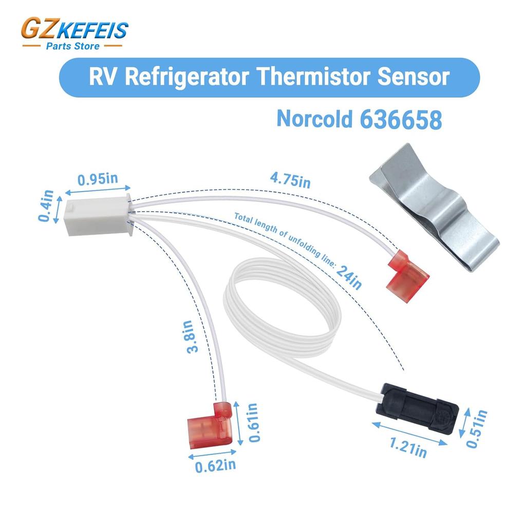 636658 Thermistor Assembly for Norcold, Compatible with Models 1200/1210/N1095, Replacement RV Refrigerator Accessory for Enhanced Cooling