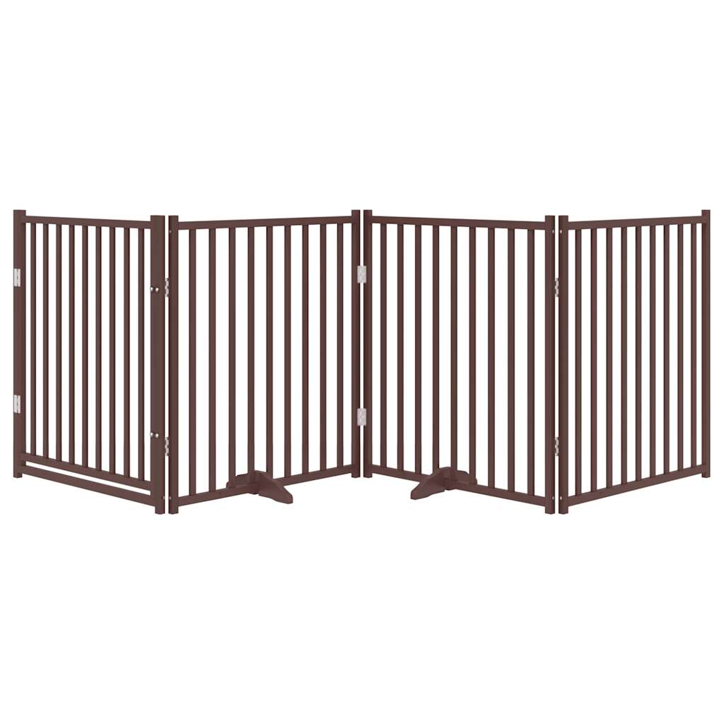 Vidaxl Składana Bramka Dla Psa, Z Drzwiami, 4 Panele, Brązowa, 320 Cm