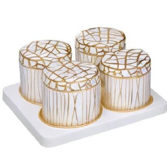 Royal Linex Airtight Dry Fruit Container Set- 4 Pieces (450mL Each), Snacks Serving Bowls with Tray, Classic White, Serving Tray with Bowls for Snacks