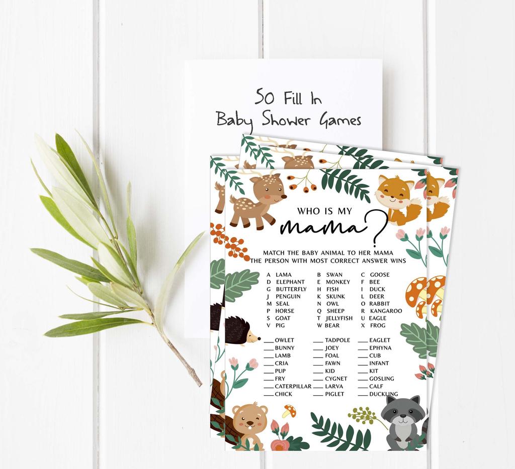 Inkdotpot 50 BabyA  AlphabetA  ABCA  GameA  Floral & Animals Baby Shower Game Gender Neutral Party