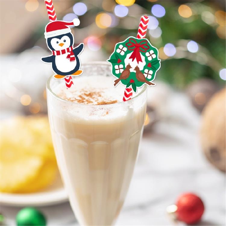 Disposable Paper Straws Christmas Beverage Crafts Party DIY Projects