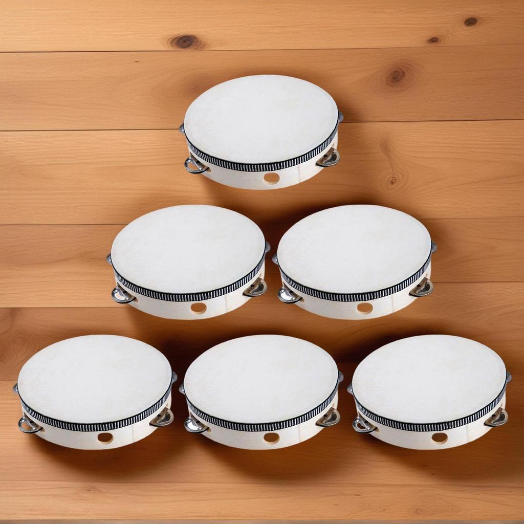 Small Tambourine 6 Inch Hand Held Drum Tambourine 6 Pieces Percussion Musical Instrument Educational Drum for Game Yoga Dance