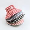 Double-sided Wear Summer Outdoor Sun Hat Travel Lace-up Plaid Bucket Hat Women's Large Brim Foldable Sunshade Basin Hat
