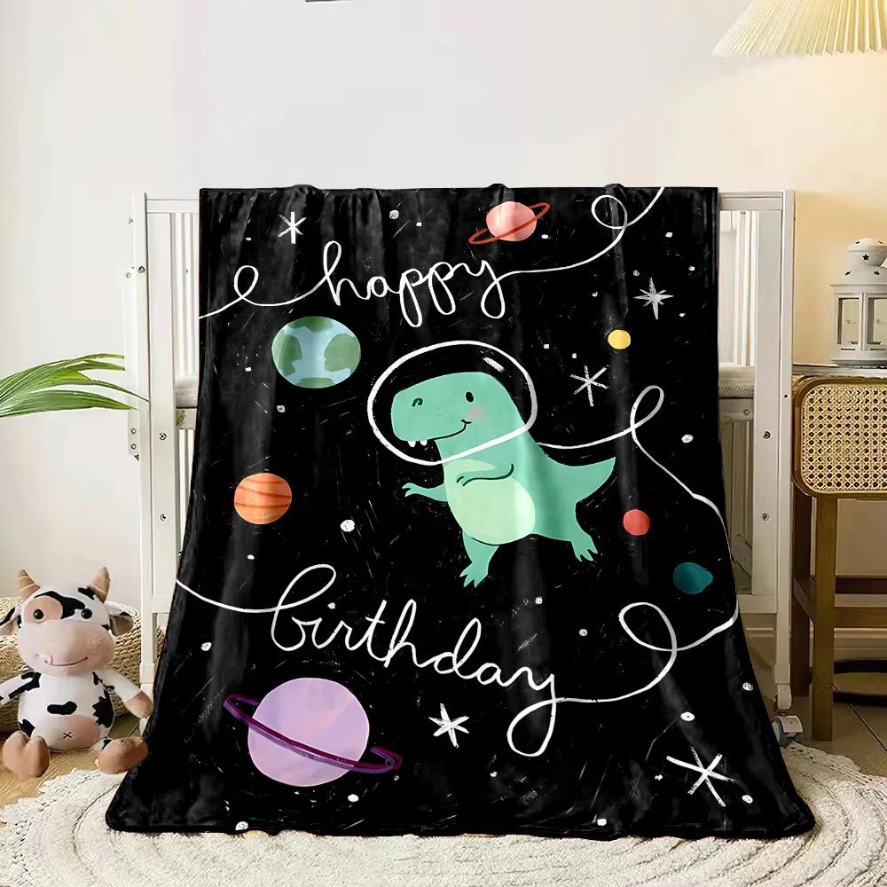 Cartoon Dinosaurier Weltraum Muster weiche Flanelldecke für Bett Schlafzimmer Sofa Picknick, Warme Überwurfdecke zum Zudecken Outdoor Freizeit Nickerchen