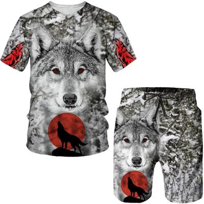 Mode Sommer Wolf 3D Gedruckt männer T-Shirt + Shorts Ärmel Tops Unisex Coole Tier Sport Oansatz Trainingsanzug Hip hop Set Anzüge Top