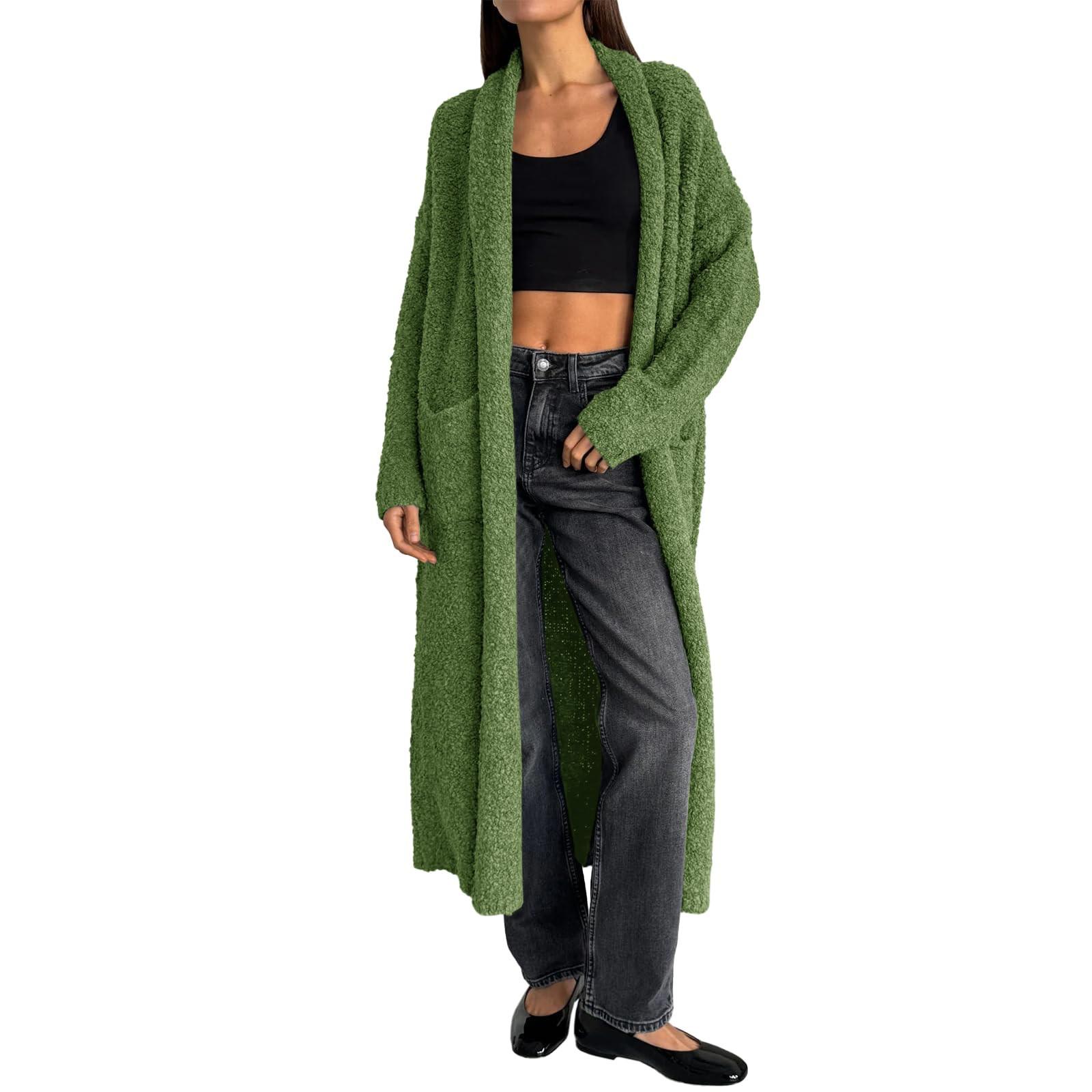 

Женские длинные кардиганы с открытым передом, свободные объемные пушистые лацканы, осенние пальто M красный