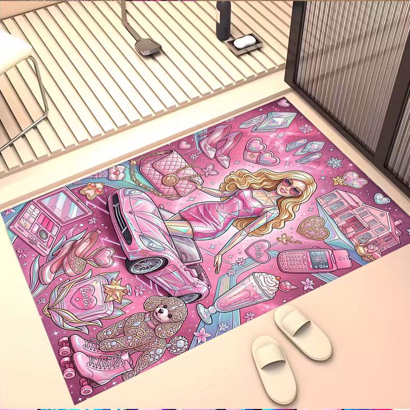 Barbie Print Rug, Washable Floor Carpet, For Entryway Dorm Laundry Room Office Study, Home Decor Birthday Christmas Gift