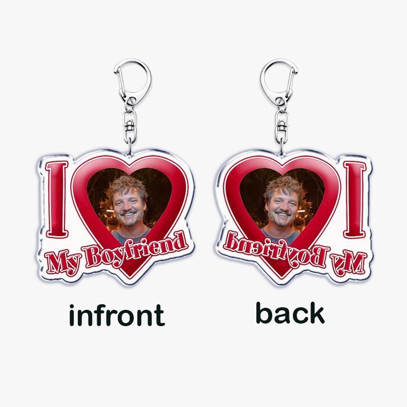 Hot Pedro Pascal I Love My Boyfriend Heart Keychain for Women Accessories Key Chain Ring Keychains Jewelry Fans Gifts