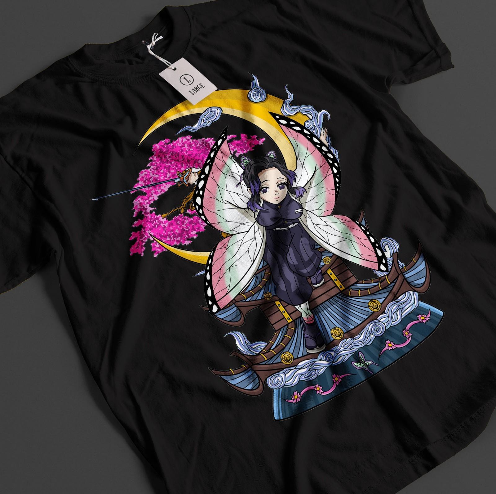 

Demon Slayer Shirt Shinobu Kocho T-Shirt Mens Womens Tees Top Tanjiro Anime Inosuke Doma Muzan Tee 2XL