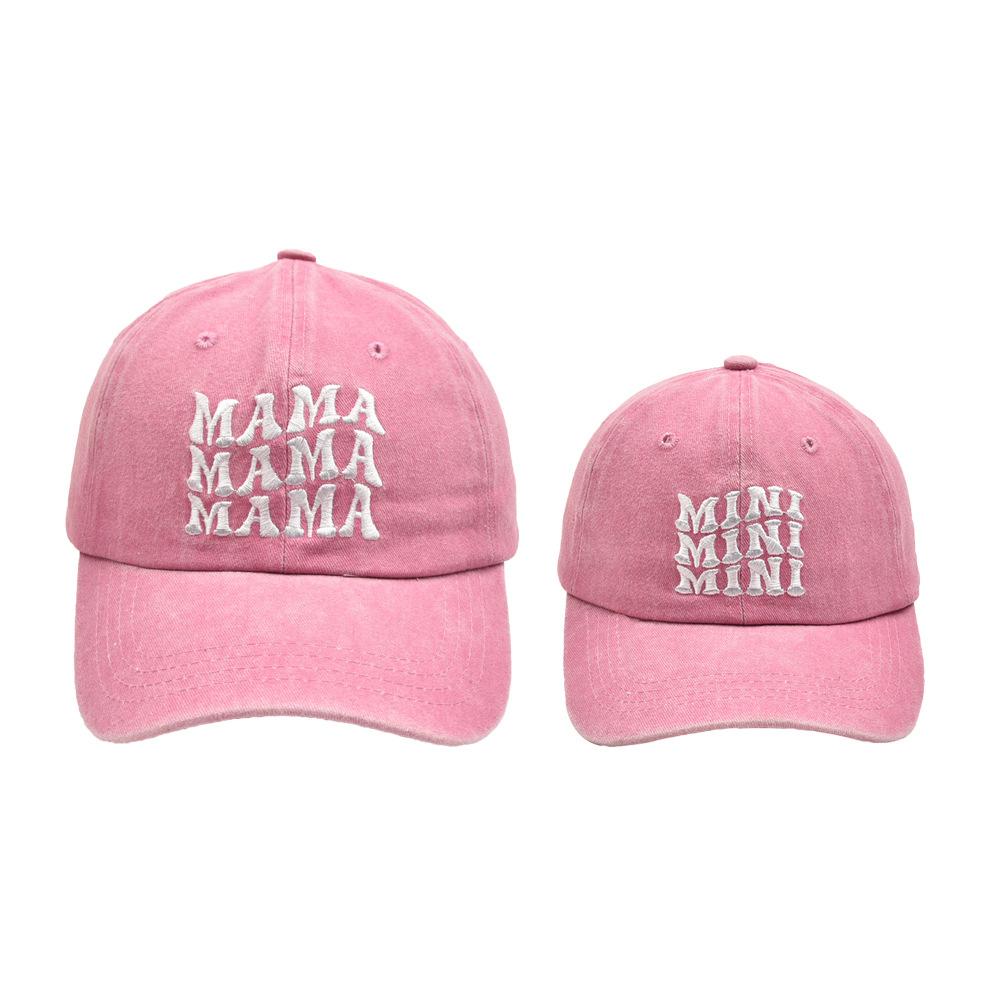 Unisex Mama Mini Parent-Child Embroidery Wash Baseball Caps Spring And Autumn Outdoor Adjustable Casual Hats Sunscreen Hat