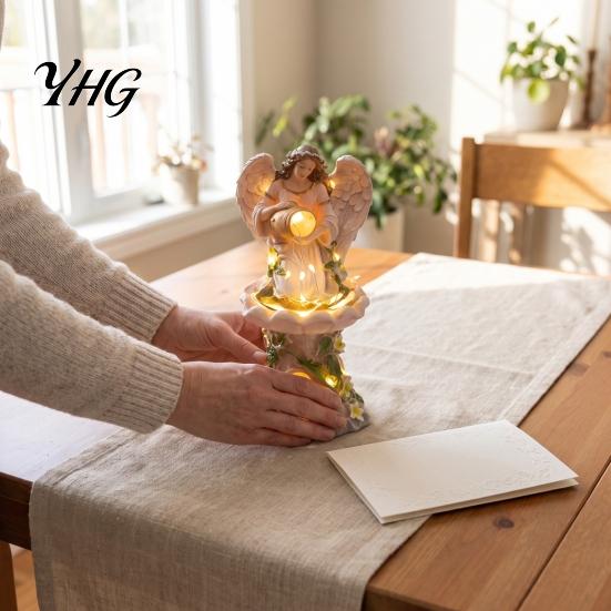 Atmospheric Landscape Lighting Decorative Angel Garden Light, Resin Statue with LED Light for Outdoor Waterproof Yard Art Decor Patio Porch