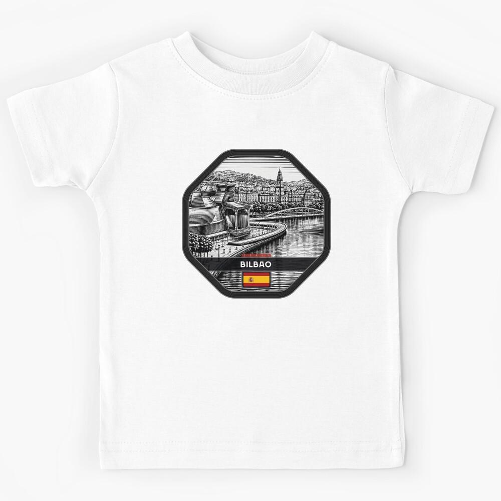 Bilbao Spain Linocut Style Kids T-Shirt 150