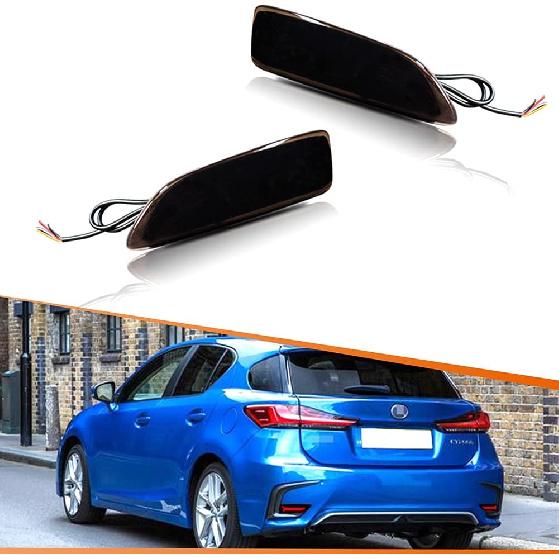 

ADIIL Smoked Lens Red LED Rear Bumper Reflectors Fog Brake Tail Light Sequential Turn Signal Lamps Accessories Kit Compatible With 2011 2012 2013 Black Lens