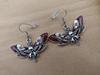 Personality Gothic Blood-red Death Moth Skull Dangle Earrings for Women Halloween Party Demon Slayer Jewelry Accessories Gifts